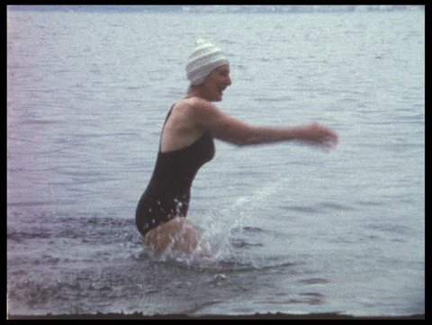 Woman Swimming In Lake Vintage Stock Footage Video 100 Royalty