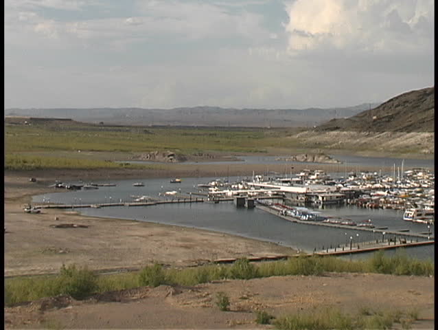 Boats move in and out of the marina at Lake Mead, formed by Hoover Dam, near Las Vegas, Nevada