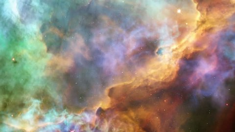 flight through the cosmic clouds of a nebula