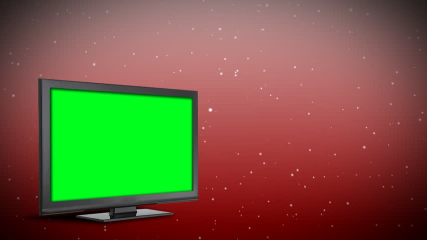 A new widescreen television Christmas present background.  Green screen so you