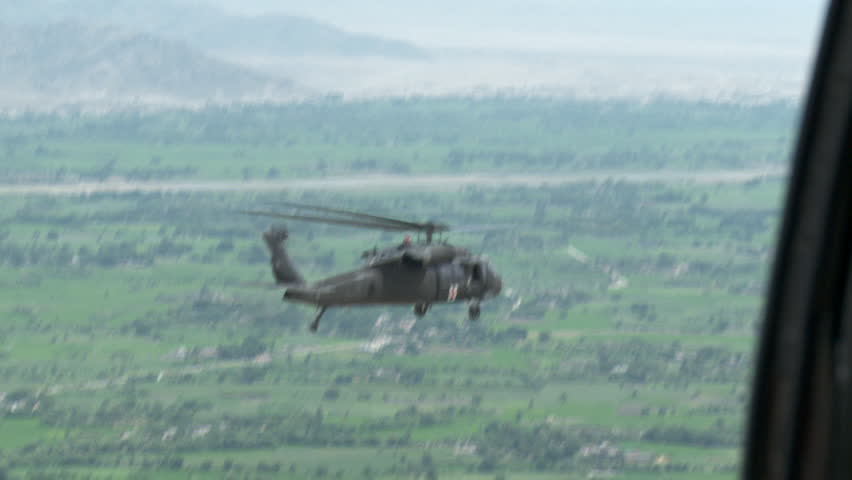 Aerial Footage of a Marine Blackhawk Medical Helicopter over the Middle East