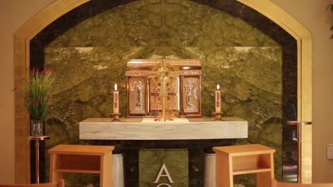 Catholic Tabernacle and Monstrance in Adoration Chapel