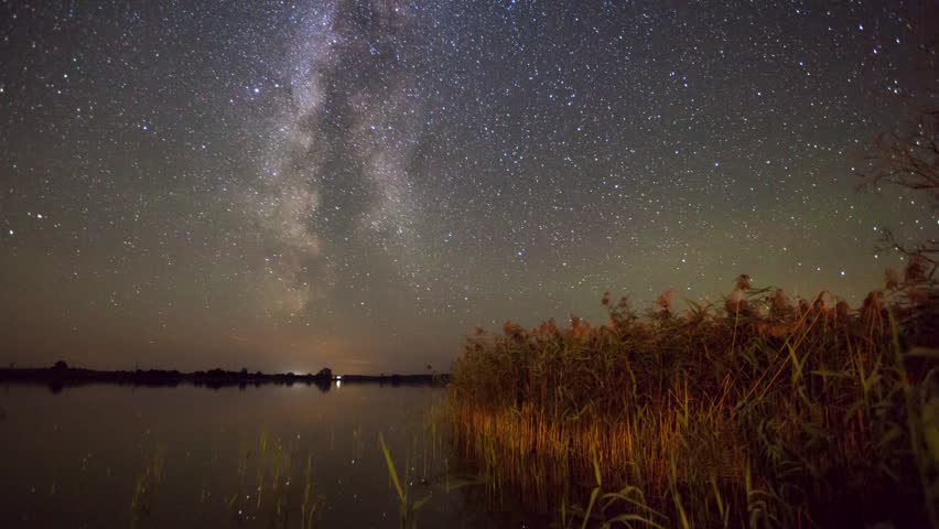 Bright Milky Way over the lake