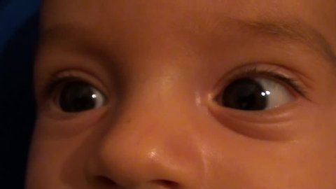 Brown eyes of baby, close up