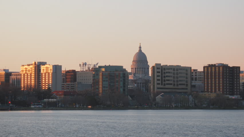 HD time lapse of sunset, downtown and the lake in Madison, Wisconsin.