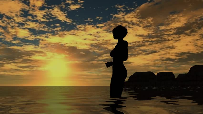 Woman On Beach Sunset Nude Vid O De Stock Libre De Droit