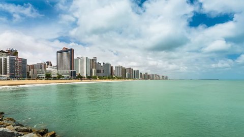 Downtown of Fortaleza city with sky moving Time Lapse, Brazil