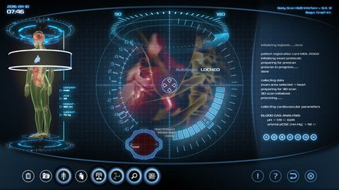 Futuristic heart scan. Holographic medical application interface. 