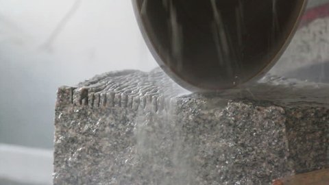 Cutting stone(granite) with water jet cutting machine 
