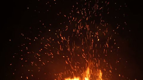 looping fire with sparks in slow motion Stock Video