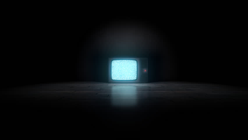 Old TV on the floor. Camera enters the Tv with alpha channel static at the end. | Shutterstock HD Video #5941490