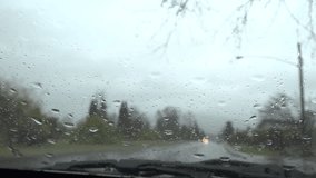 Rain - 29 - Country Road, Windshield, Wipers, Drops, Cars, Trees