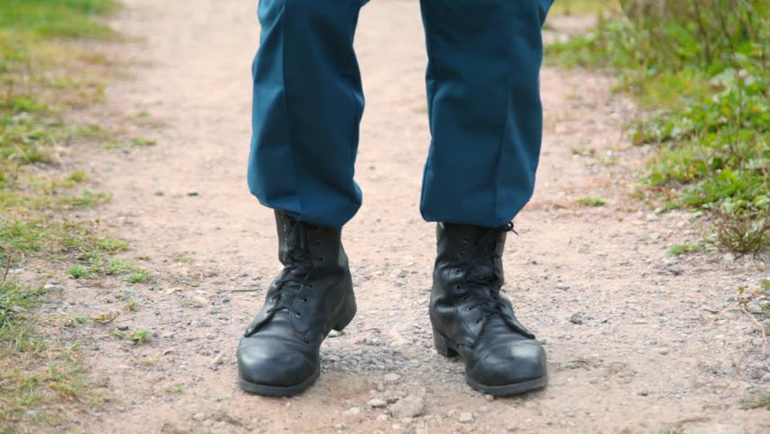 Soldier in Military Boots Running Stock 