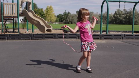 Little Girl Skipping Rope Preschool 4k Stock Footage Video (100% ...