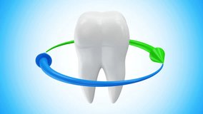 Animation of Tooth Rotation with Arrows on different backgrounds. Seamless Looping HQ Video Clip with Alpha Channel