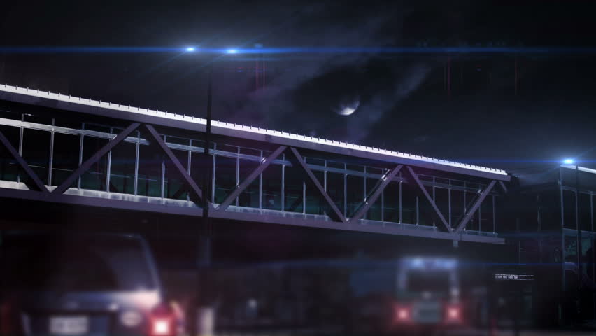 Commuters Walking on Cross Walk to Metro at Night