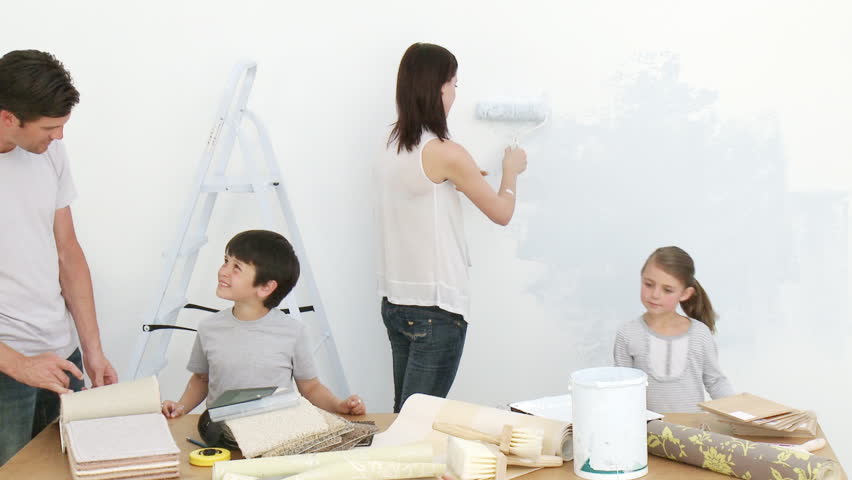 parents children painting house footage high Stock Footage Video (100% Royalty-free) 596311  Shutterstock