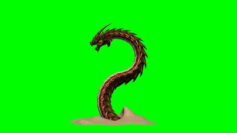 alien snakes worm creature is attacking - green screen
