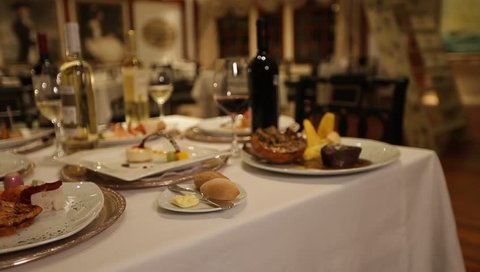 Interior shot of restaurant table with gourmet foods