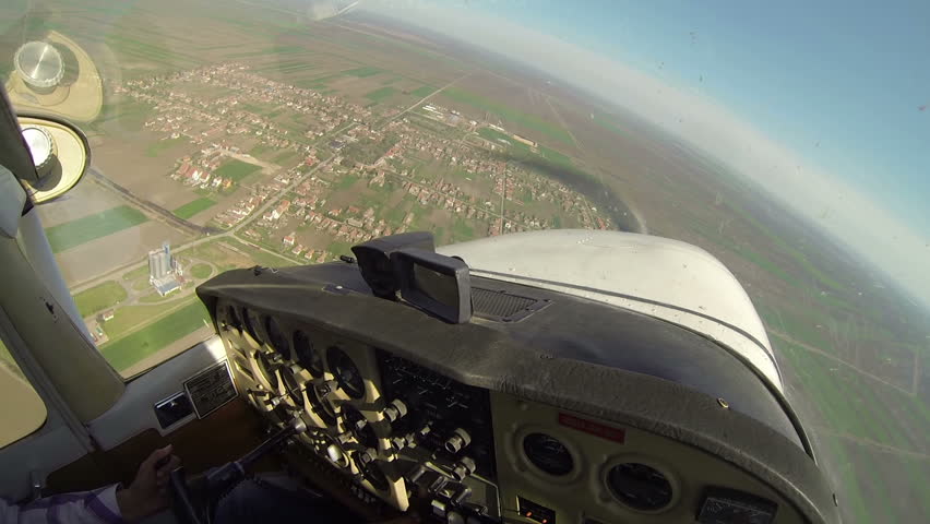 Cockpit View from Small Aircraft. Stock Footage Video (100% Royalty