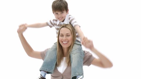 Woman Giving Little Boy Piggyback Ride Stock Photo, Picture and Royalty  Free Image. Image 10112006.