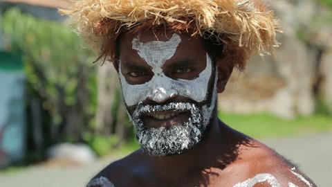 ISLE OF PINES, NEW CALEDONIA - FEBRUARY 11, 2014: Unidentified Kanak man. The Kanak native people are Melanesian and want independence from France.