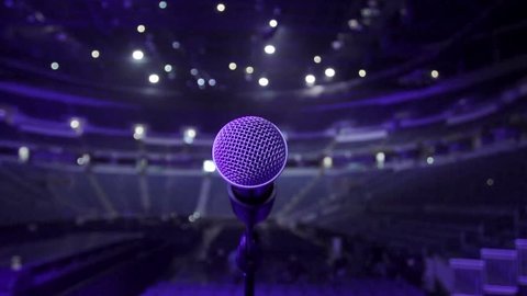Microphone on stage at a concert venue