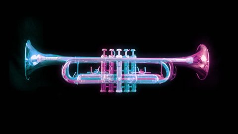 stop motion clip of a trumpet spinning around Stock Video