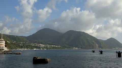 Time lapse clouds over Hills passing by on Dominica Roseau