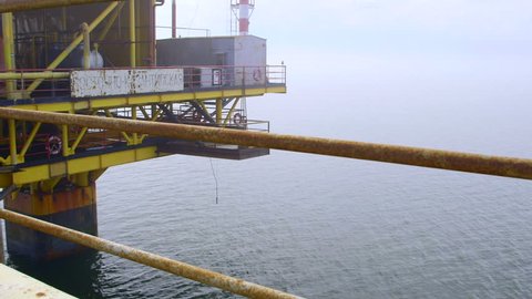 Offshore gas production platform in the East-Kazantip field pan shot