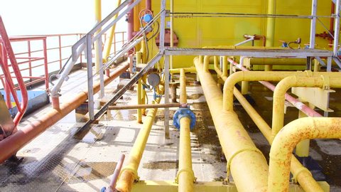 Offshore gas and oil production platform processing system in the East-Kazantip field pan shot
