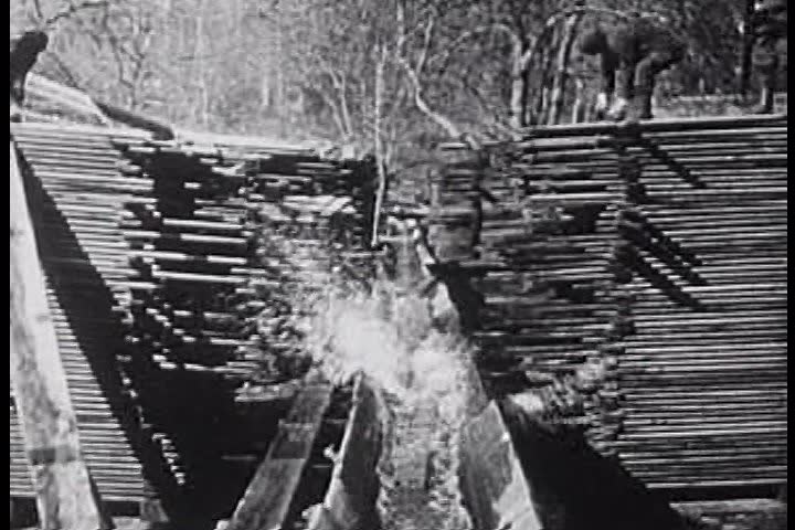 CIRCA 1910s - The workings of a lumber mill in 1920.