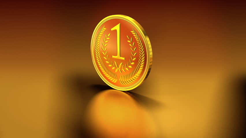 Gold Medal On Reflective Background, Stock Footage Video (100% Royalty