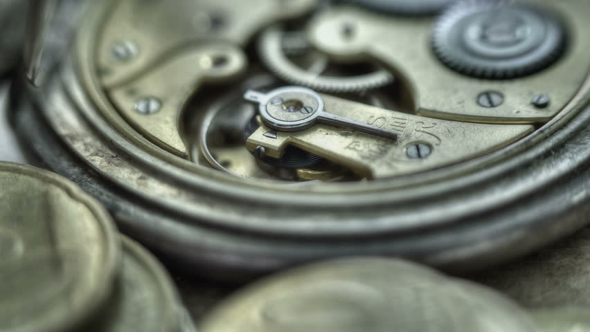 Gears And Mainspring In The Mechanism Of A Pocket Watch. Shot Motorized Slider. RAW Video, Magic Lantern, Canon 5D MK3, Carl Zeiss 3.5/18 ZE
