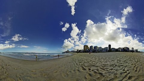 Ipanema Beach Rio de Janeiro Brazil, 360 degrees video panorama