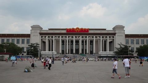 BEIJING, CHINA - JUL 13, 2012 -Tourists in Tiananmen Square, Jul 13, 2012, Beijing, china.