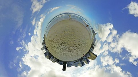 Planet Ipanema Beach Rio de Janeiro Brazil, 360 degrees video panorama