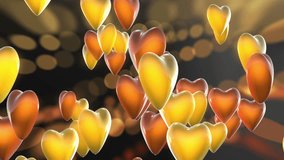 3d Orange Valentine Love Hearts Dark Background