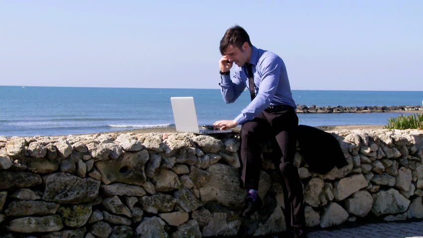 Happy business man having success on deal