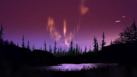 aurora borealis over forest