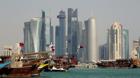 DOHA - CIRCA NOVEMBER 2013: Arabian peninsula and West Bay Central Finacial District,Doha, Qatar, Middle East