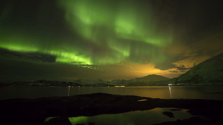 NORWAY - CIRCA JANUARY 2013: Aurora Borealis, Northern Lights, Troms region, Norway
