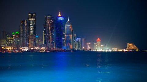 DOHA - CIRCA NOVEMBER 2013: WS T/L Arabian peninsula and west bay central finacial district / Doha, Qatar