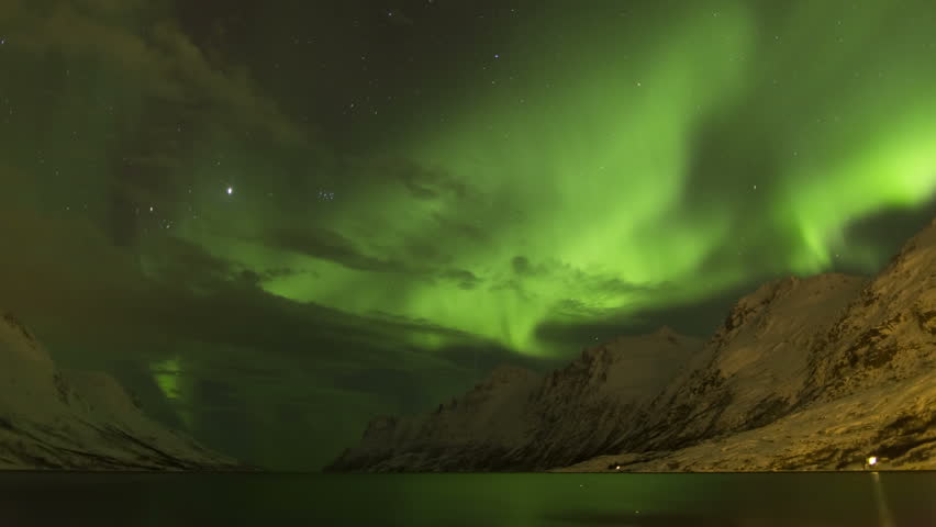 NORWAY - CIRCA JANUARY 2013: Aurora Borealis, Northern Lights, Troms region, Norway