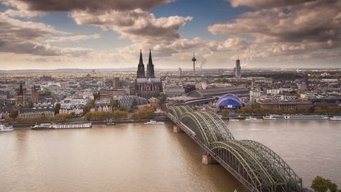 GERMANY - CIRCA JUNE 2013: The Cathedral (Dom) and River Rhine, Cologne (Koln), North Rhine Westphalia, (Nordrhein-Westfalen), Germany, Europe