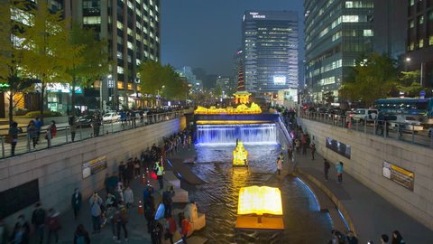 SEOUL - CIRCA OCTOBER 2013: Annual Lantern Festival along Cheonggyecheon Stream, Seoul, South Korea, Asia