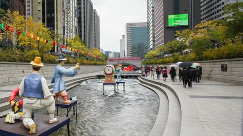 SEOUL - CIRCA OCTOBER 2013: Annual Lantern Festival along Cheonggyecheon Stream, Seoul, South Korea, Asia