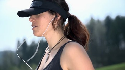 Slow Motion Attractive Woman Smiling While Running And Talking To Friend