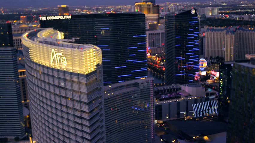LAS VEGAS, NEVADA, CIRCA 2013 - Aerial view of the Aria and The Cosmopolitan in Las Vegas, Nevada. | Shutterstock HD Video #6059462