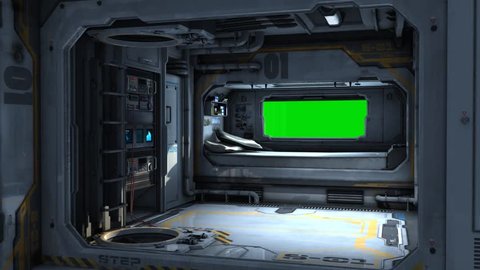 Scifi Spaceship Bedroom - Video Background - Green Screen  